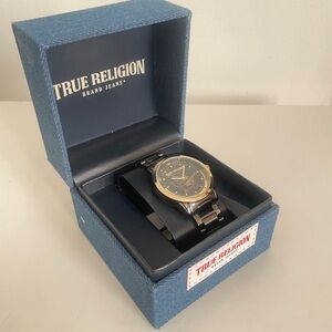 True Religion Gold and Black Men's Watch